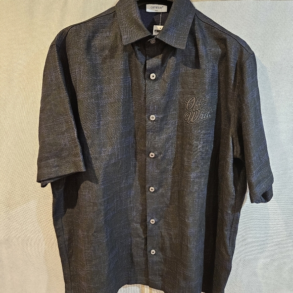 OFF-WHITE 90s Logo Linen Bowling Shirt - Picture 4 of 8